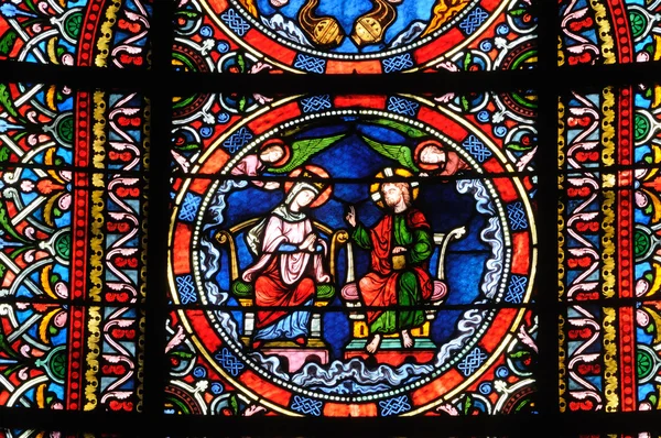 Yvelines, mozaikové okno v poissy collegiate church — Stock fotografie