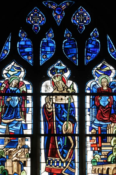 Yvelines, vitral en la iglesia colegiata de Poissy — Foto de Stock