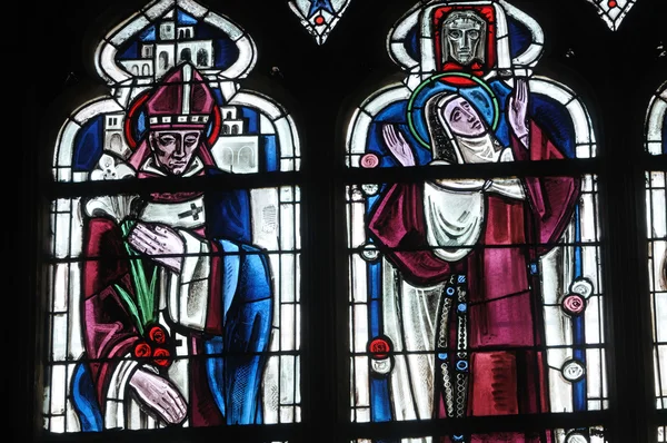 Yvelines, vitral en la iglesia colegiata de Poissy —  Fotos de Stock