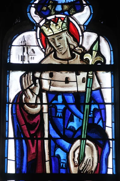 Yvelines, vitral en la iglesia colegiata de Poissy — Foto de Stock