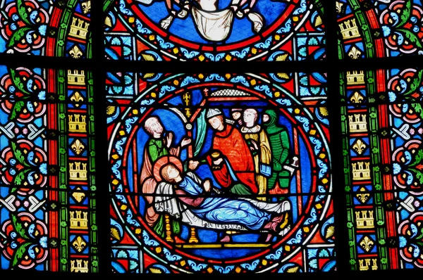 Yvelines, vitrais na igreja colegial de Poissy — Fotografia de Stock