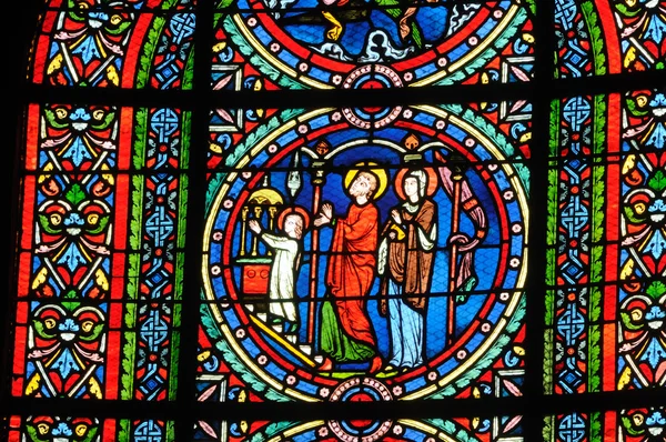 Yvelines, vitray pencere poissy collegiate Kilisesi — Stok fotoğraf