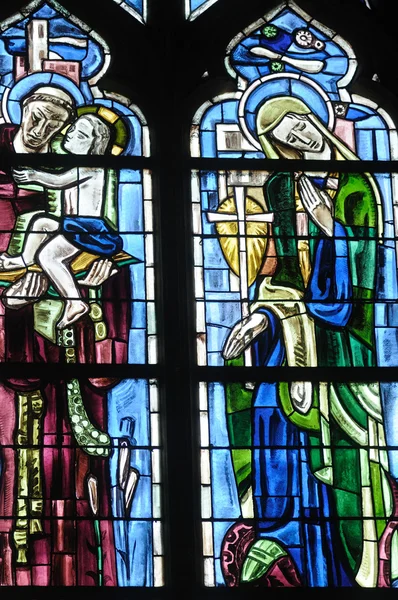 Yvelines, vitral en la iglesia colegiata de Poissy —  Fotos de Stock