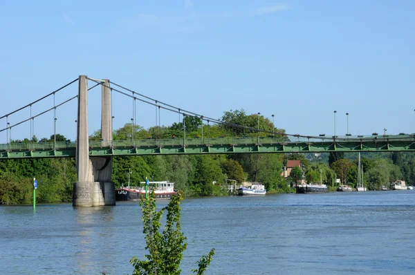 França, a ponte suspensa de Triel Sur Seine Imagens Royalty-Free