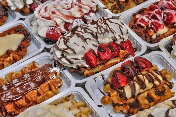 Assortment of waffles in Brussels — Stock Photo, Image
