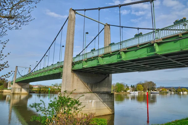 França, ponte suspensa de Triel Sur Seine — Fotografia de Stock