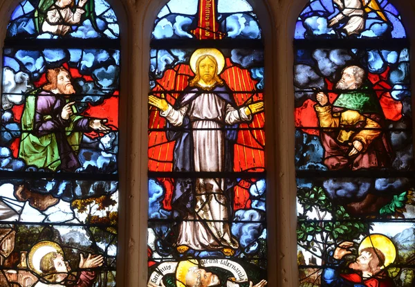 Francia, vidriera en la iglesia de San Martín de Triel — Foto de Stock