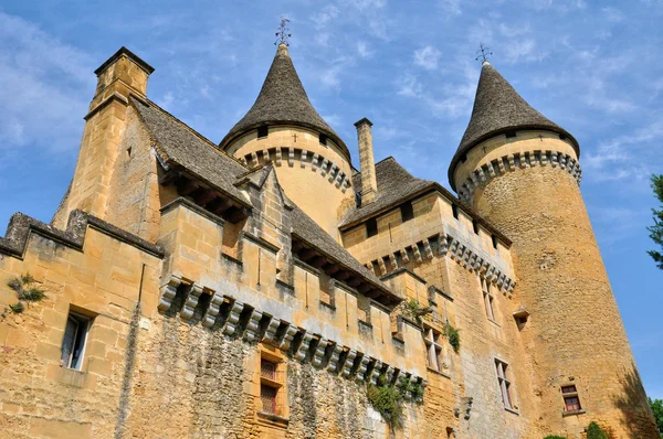 França, pitoresco castelo de Puymartin em Dordogne — Fotografia de Stock