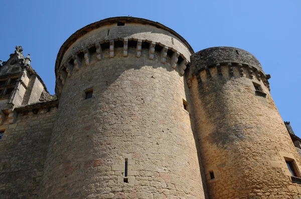 Périgord, malebný hrad Fénelon v dordogne — Stock fotografie