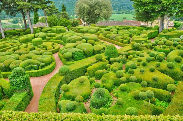 Francie, malebná zahrada marqueyssac v dordogne — Stock fotografie