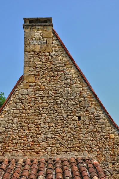 Perigord, bliska kamiennego muru w castelnaud la chapelle — Zdjęcie stockowe
