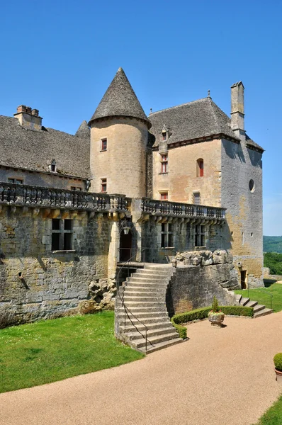 Francie, malebný hrad Fénelon v dordogne — Stock fotografie