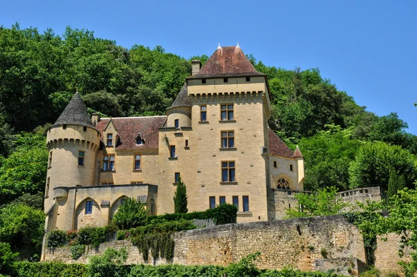 França, pitoresco castelo de La Malartrie em Vezac — Fotografia de Stock