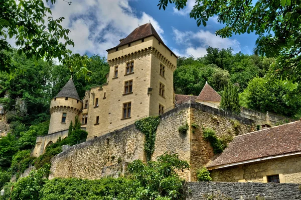 法国，如诗如画的 la malartrie 城堡在 vezac — 图库照片