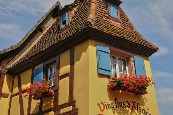 Francie, malebný starý dům ve městě eguisheim v Alsasku — Stock fotografie