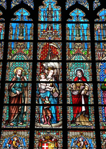 Belgium, festői notre dame du sablon templom-Brüsszel — Stock Fotó