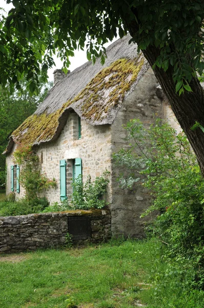 Bretagne, vecchio cottage di paglia a Saint Lyphard — Foto Stock