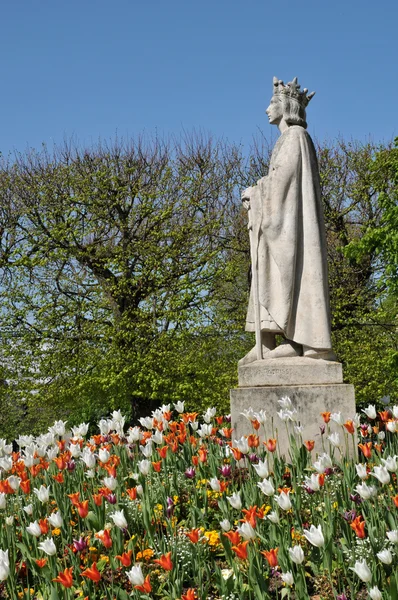 France, a statue of Louis 9 in Poissy in Les Yvelines — Stock Photo, Image