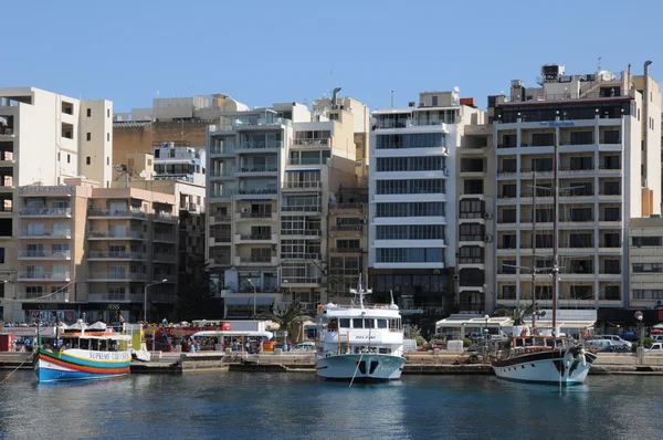 Malta, den maleriske bugt Valetta - Stock-foto