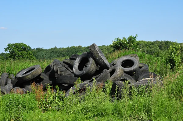 France, pile of waste tires in Arthies — Stock Photo, Image