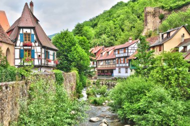 Haut Rhin, the picturesque city of Kaysersberg in Alsace clipart