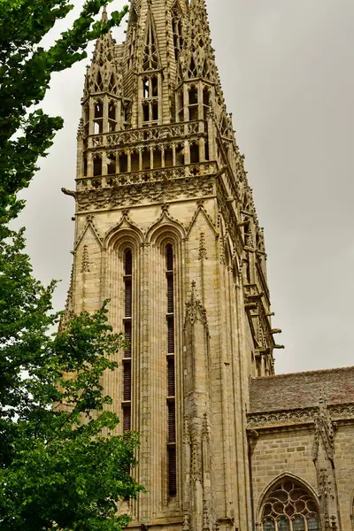 Quimper França Maio 2021 Catedral Saint Corentin — Fotografia de Stock