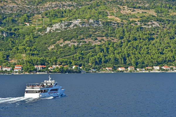 Korcula Croacia Septiembre 2021 Vista Costa Dalmacia Desde Korcula — Foto de Stock