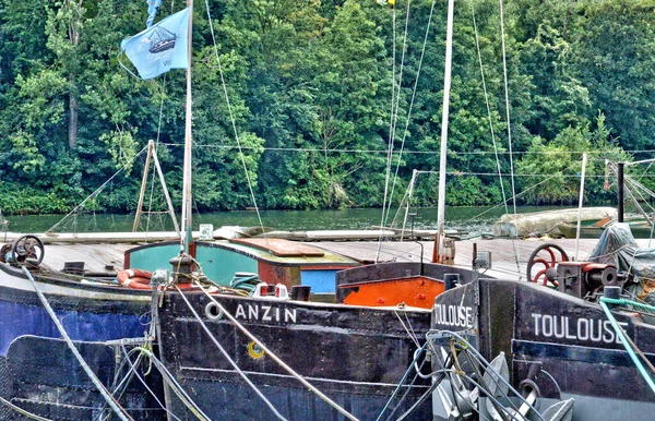 Conflans Sainte Honorine Frankrike Juni 2017 Pråm Vid Floden Seine — Stockfoto