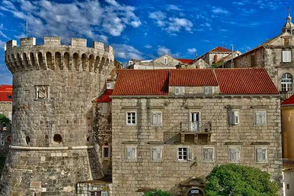 Korcula Croacia Septiembre 2021 Las Pintorescas Murallas Ciudad — Foto de Stock