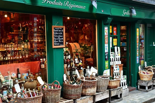 Honfleur França Setembro 2019 Lojas Especialidades Regionais Centro Cidade — Fotografia de Stock