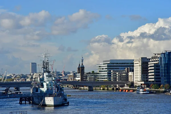 Londra Hampstead Inghilterra Ottobre 2021 Hms Belfast Incrociatore Leggero Della — Foto Stock