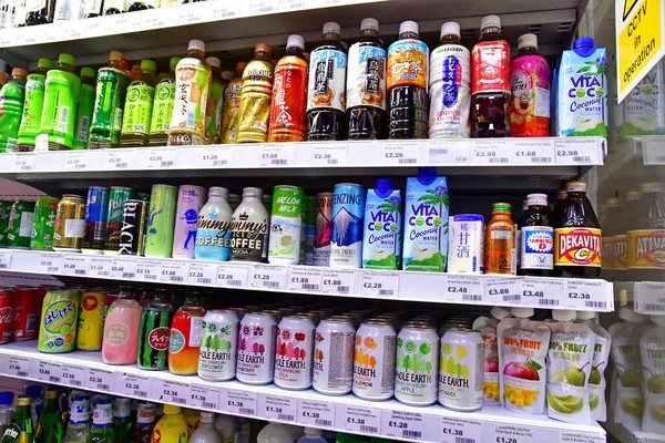 London England October 2021 Fruit Juice Supermarket — Stock Photo, Image