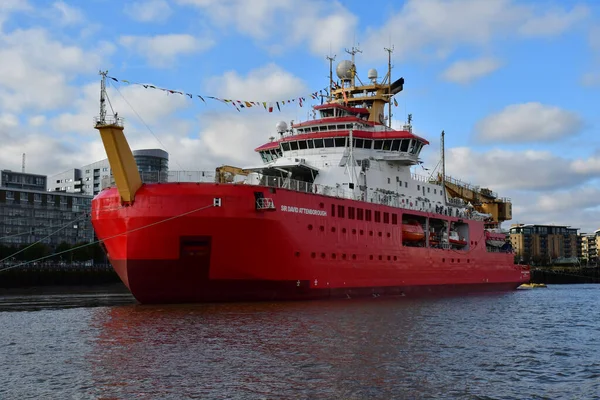 London England October 2021 Sir Attenborough Boat Thames City Greenwich — Stock Photo, Image