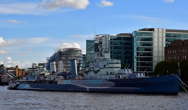 Londyn Hampstead Anglia Października 2021 Hms Belfast Lekki Krążownik Drugiej — Zdjęcie stockowe