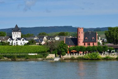 Rhine valley; Eltville,Germany- august 11 2021 : the Rhine valley near Wiesbaden clipart