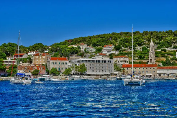 Hvar Kroatien September 2021 Den Pittoreska Gamla Staden — Stockfoto