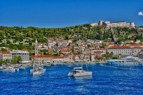 Hvar Chorvatsko Září 2021 Malebné Staré Město — Stock fotografie