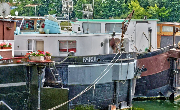 Conflans Sainte Honorine Frankrike Juni 2017 Pråm Vid Floden Seine — Stockfoto