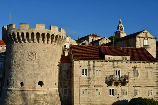 Korcula Hırvatistan Eylül 2021 Resimli Kasaba Duvarları — Stok fotoğraf