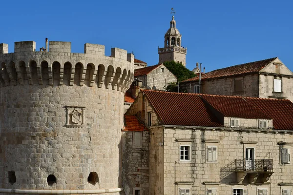 Korcula Hırvatistan Eylül 2021 Resimli Kasaba Duvarları — Stok fotoğraf