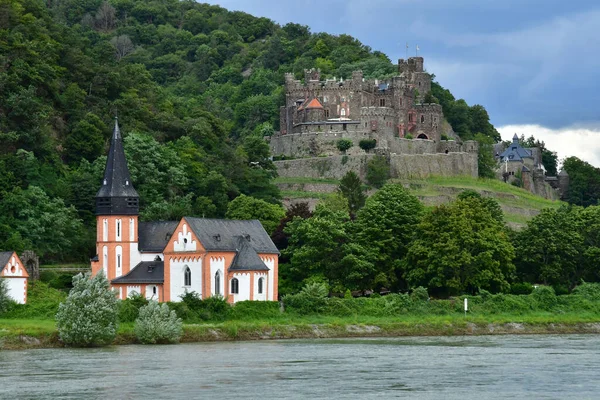 Vallée Rhin Allemagne Août 2021 Château Reichenstein Dans Vallée Des — Photo