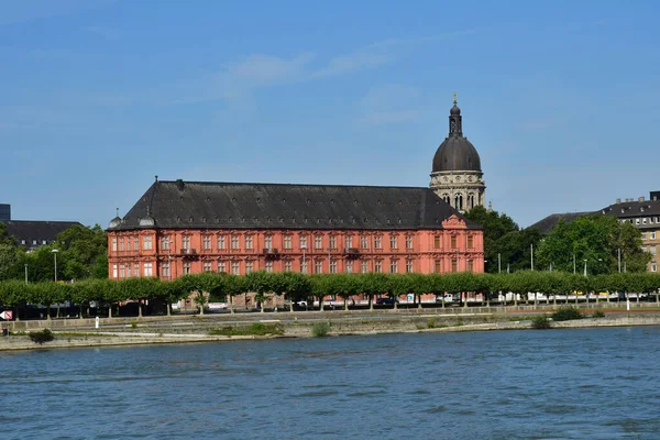 Mainz Duitsland Augustus 2021 Stad Vanaf Rijn — Stockfoto