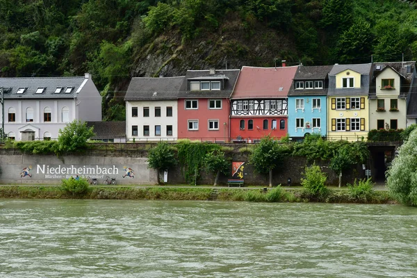 Ren Vadisi Almanya Ağustos 2021 Ortaçağ Kaleleri Vadisindeki Niderheimbach Şehri — Stok fotoğraf