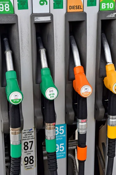 Verneuil Sur Seine France March 2022 Pumps Filling Station — Stock Photo, Image