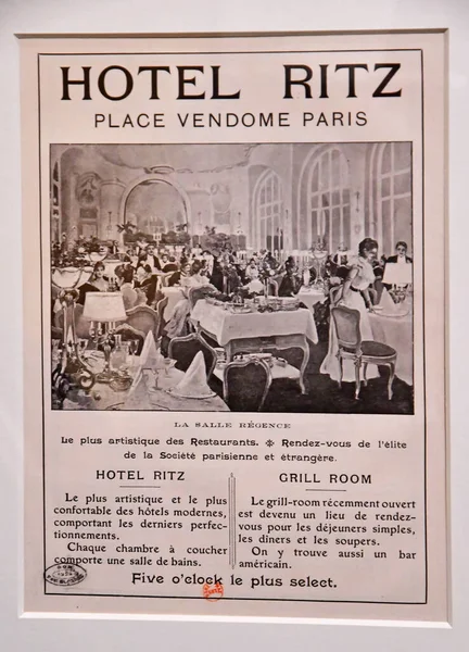 Paris France April 2022 Advertising Ritz Hotel Musee Carnavalet — Stok fotoğraf