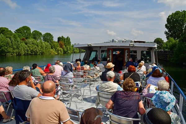 Bougival France July 2022 People Touristy Boat — Stockfoto