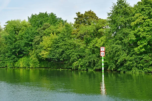 Bougival France Juillet 2022 Panneau Fluvial — Photo