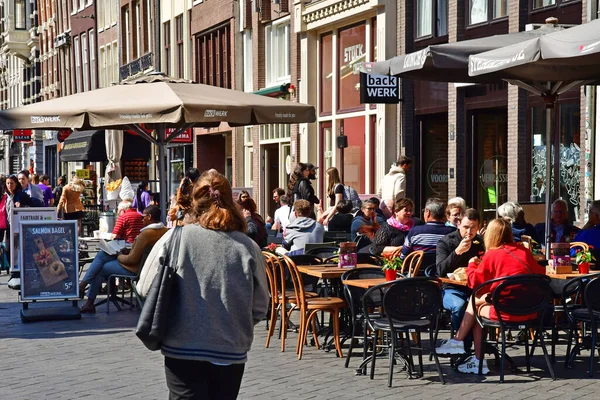 Amsterdam Netherlands May 2022 Bar Restaurant Damrak Touristy City Centre — Foto Stock