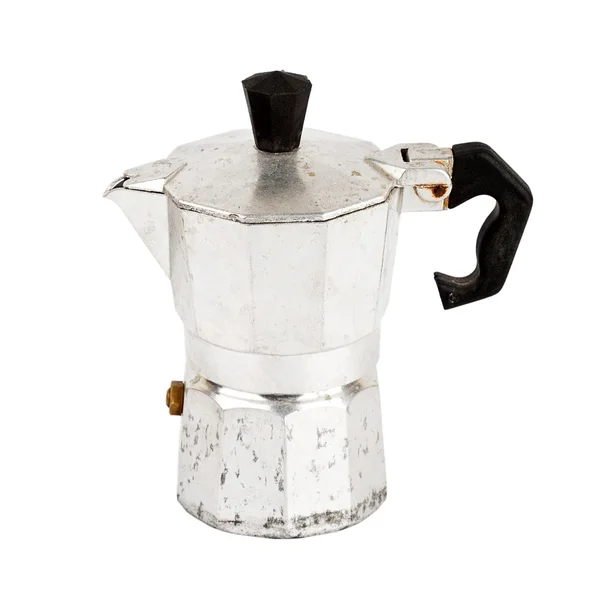 Old aluminum coffee maker — Stock Photo, Image