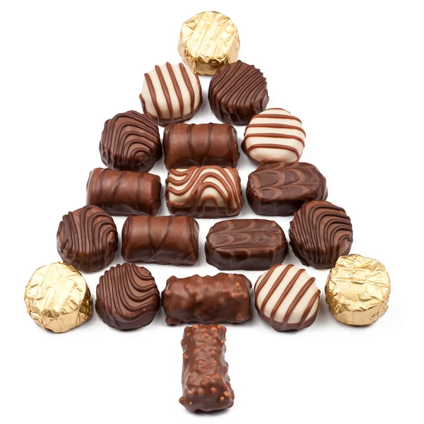 Fir made of chocolate candies — Stock Photo, Image